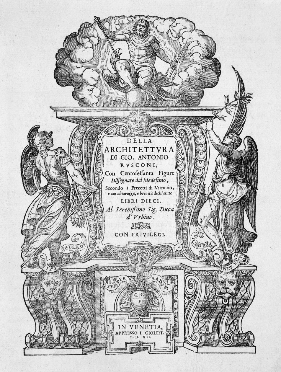 &39;Della Architettura&39;的标题页，出版于1590年 作者 乔凡尼·安东尼奥·鲁斯科尼