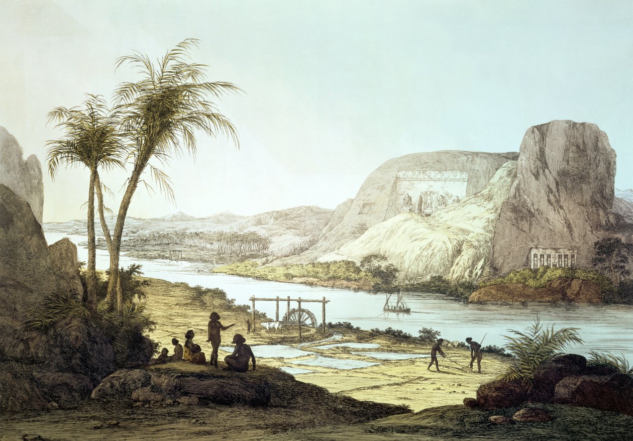 阿布辛贝，阿比辛的寺庙景观，奥古斯丁阿格里奥（1777-1857）刻 作者 乔瓦尼·巴蒂斯塔·贝尔佐尼（Giovanni Battista Belzoni）