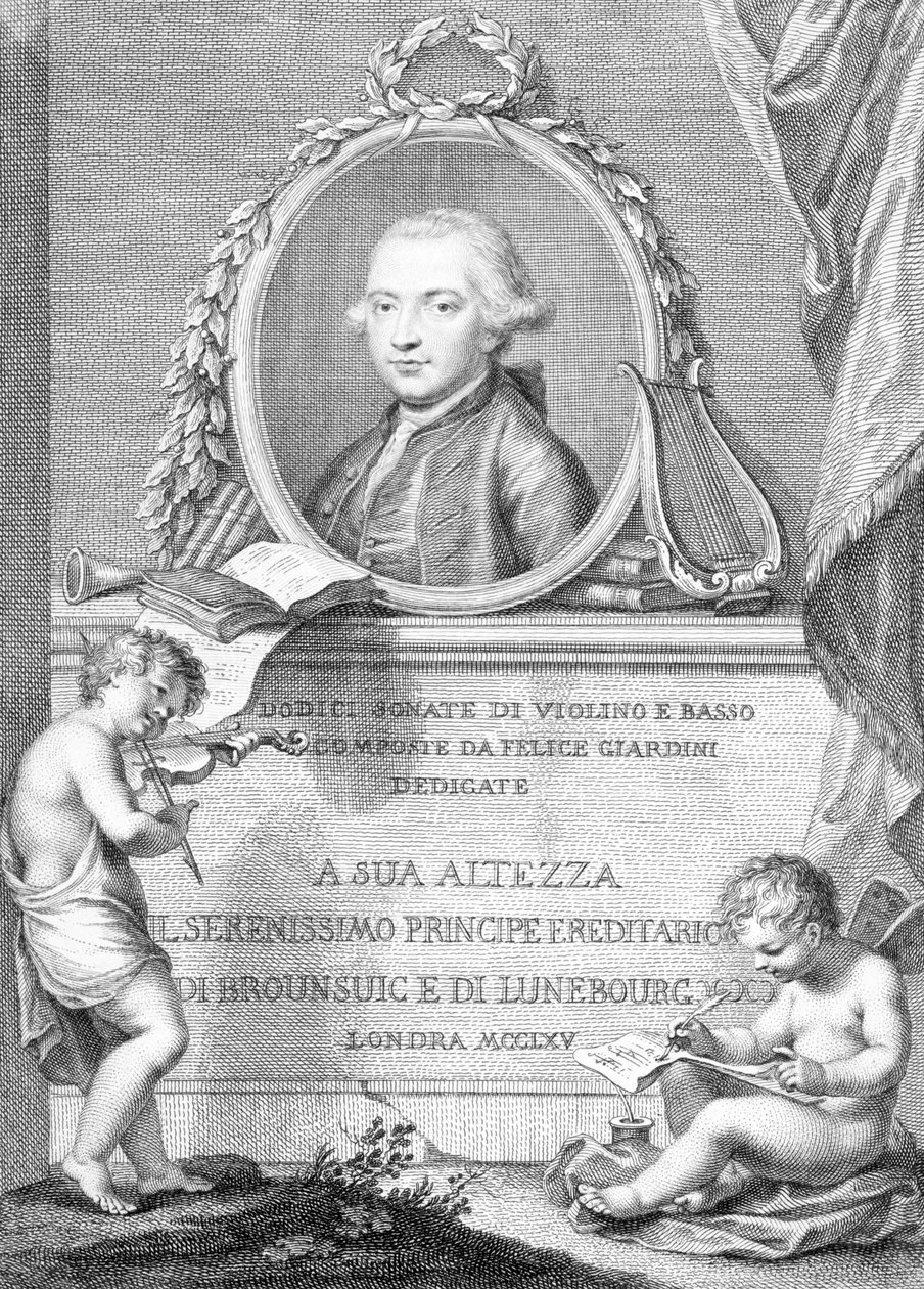 带有Felice Giardini肖像的乐谱封面，由Francesco Bartolozzi雕刻 作者 乔凡尼·巴蒂斯塔·西普里亚尼