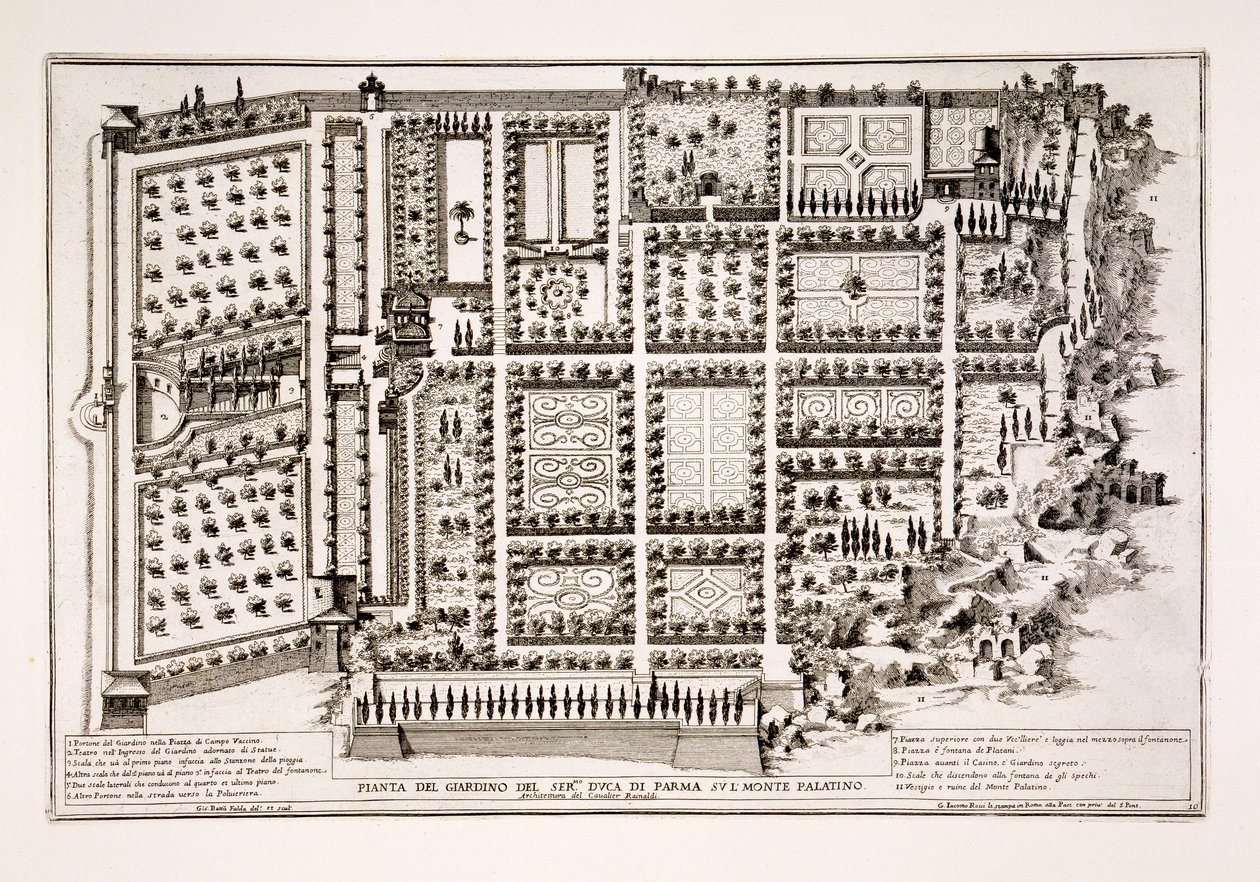 罗马的Palatine Hill，来自“Prospettiva di Roma Moderna的新织物和建筑物”，出版于1665-69（另见171686） 作者 乔瓦尼·巴蒂斯塔·法尔达
