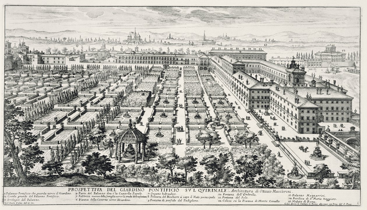 Quirinale花园，来自&39;Li Giardini di Roma&39;，出版于1683年（另见172930） 作者 乔瓦尼·巴蒂斯塔·法尔达