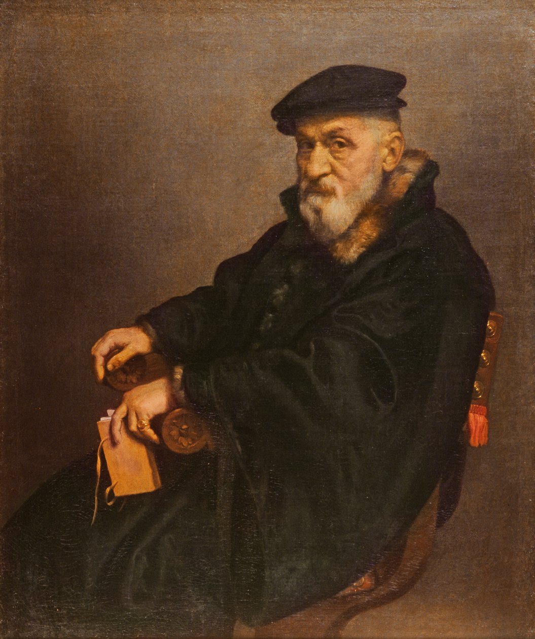 一个老人的画象有书的，可能Giovan Battista Seradobati，意大利公证人，岗位1575 作者 乔瓦尼·巴蒂斯塔·莫罗尼