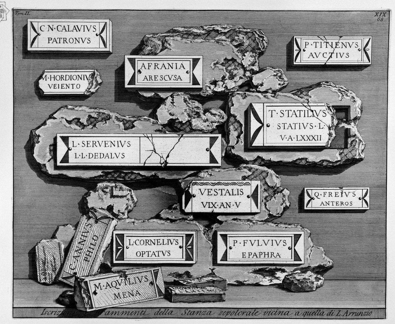 Magnani别墅中使用的Sepulchral室的残羹剩饭; （CFR）。 Roma de Piranesi地图，没有。 88 作者 乔凡尼·巴蒂斯塔·皮拉涅西