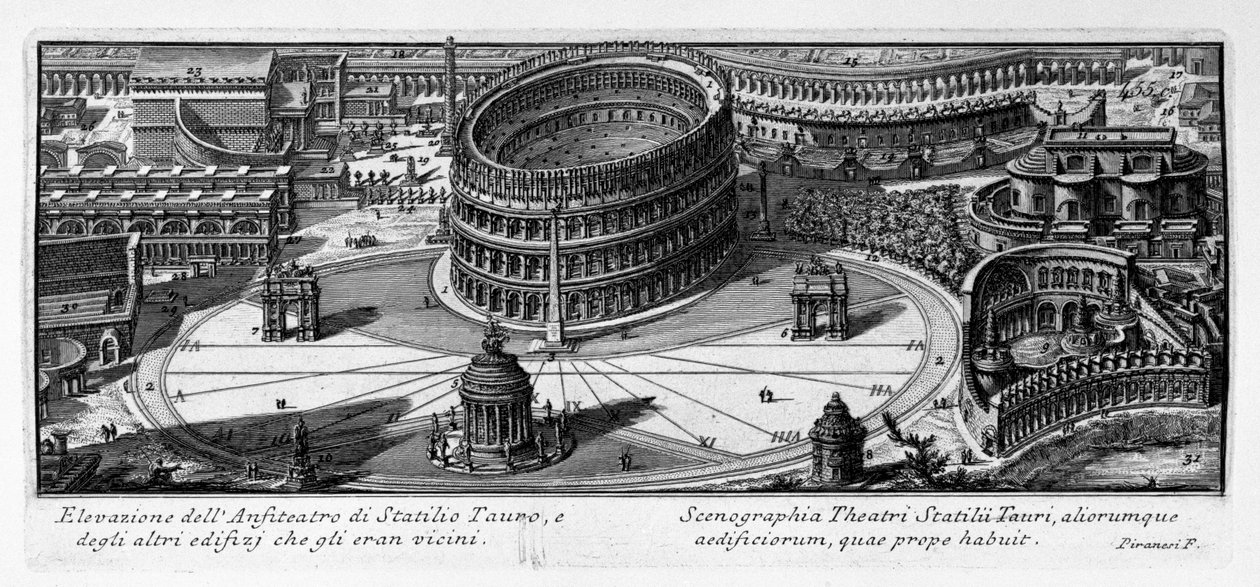 Statilio Tauro圆形剧场的高度，以及靠近它的其他建筑物的高度。拉丁 作者 乔凡尼·巴蒂斯塔·皮拉涅西