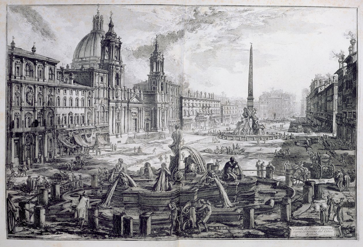 纳沃纳广场（Piazza Navona）出自“Piranesi的罗马古物（1756年）”，于1835年出版巴黎 作者 乔凡尼·巴蒂斯塔·皮拉涅西