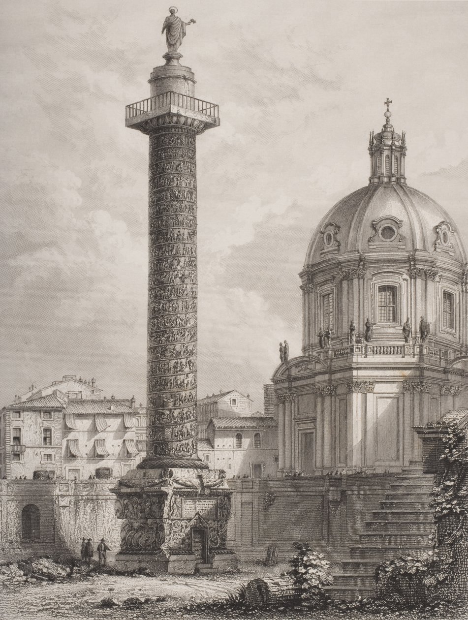 罗马的Trajan&39;s Column，由A. Willmore雕刻 作者 乔凡尼·巴蒂斯塔·皮拉涅西