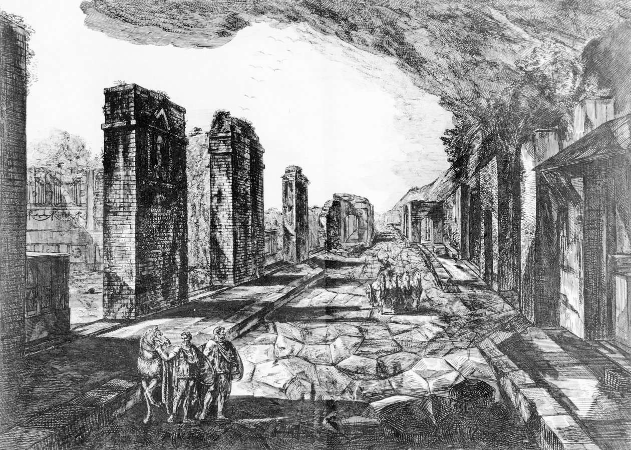 Pompeii酒馆与Priapus商店标志的视图，来自GB Piranesi的&39;Antiquites de Pompeia&39;，由Francesco Piranesi（1758-1810）1804雕刻 作者 乔凡尼·巴蒂斯塔·皮拉涅西