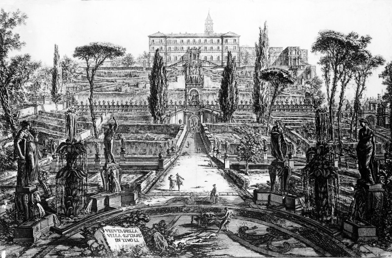 从“罗马的意见”系列，1760年，在蒂沃利的埃斯特别墅的视图 作者 乔凡尼·巴蒂斯塔·皮拉涅西