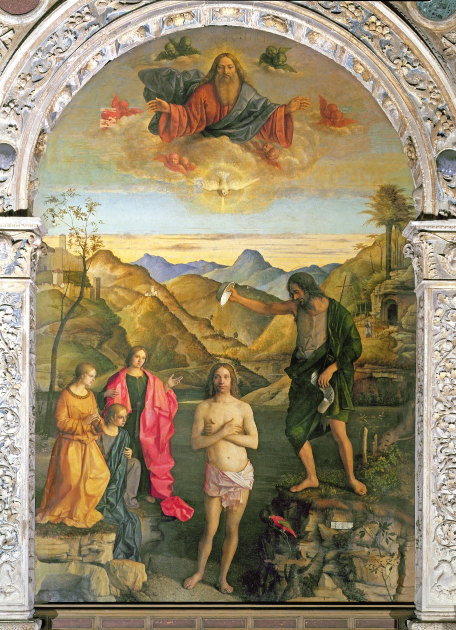 基督的洗礼，圣约翰祭坛 作者 乔凡尼·贝里尼（Giovanni Bellini）