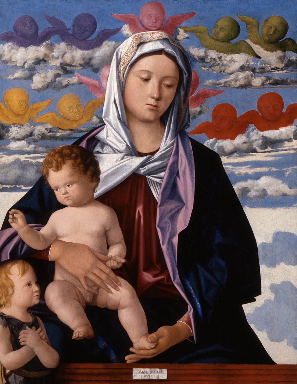 麦当娜和儿童与施洗者圣约翰 作者 乔凡尼·贝里尼（Giovanni Bellini）