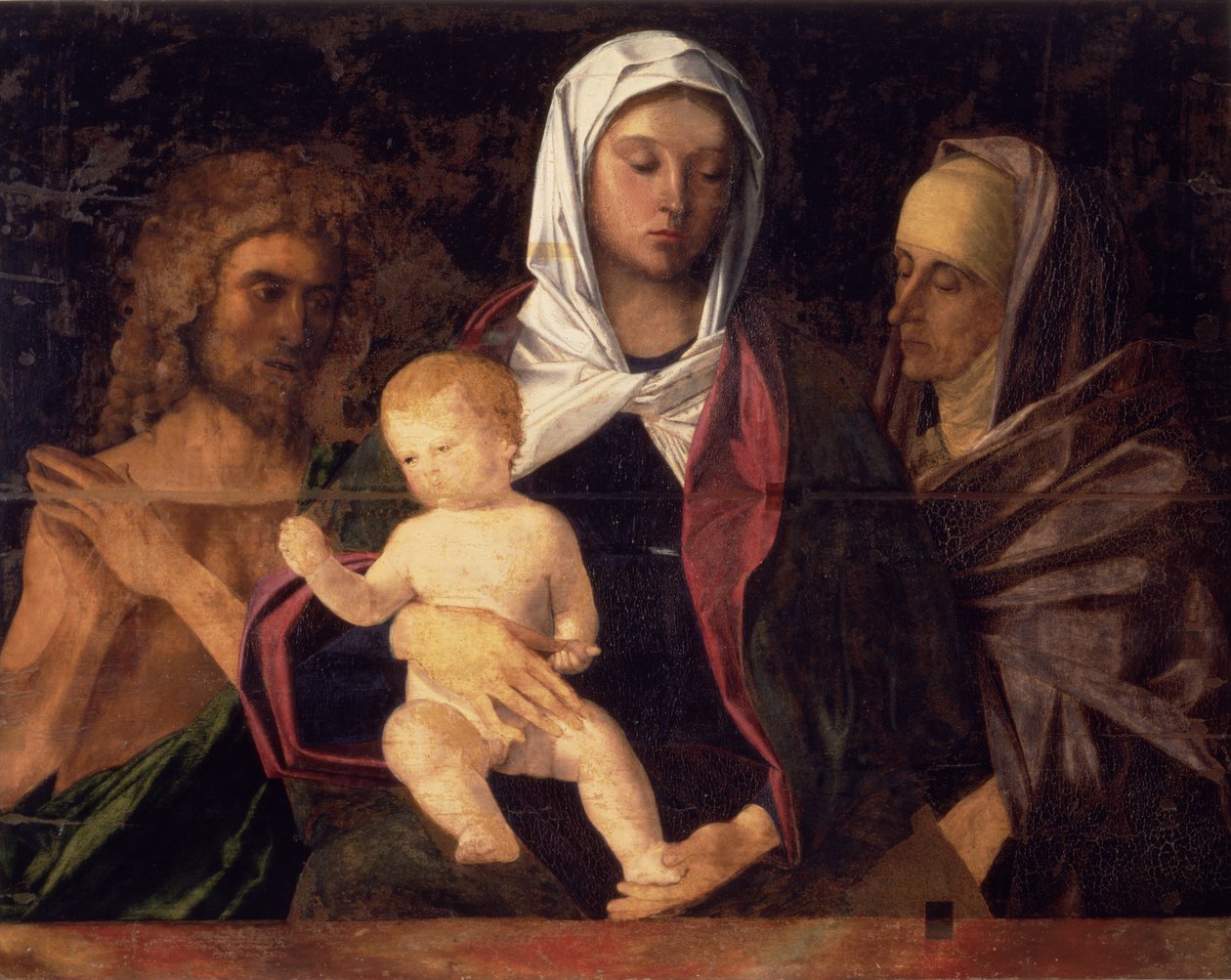 麦当娜和孩子与施洗者圣约翰和圣安妮（小组） 作者 乔凡尼·贝里尼（Giovanni Bellini）