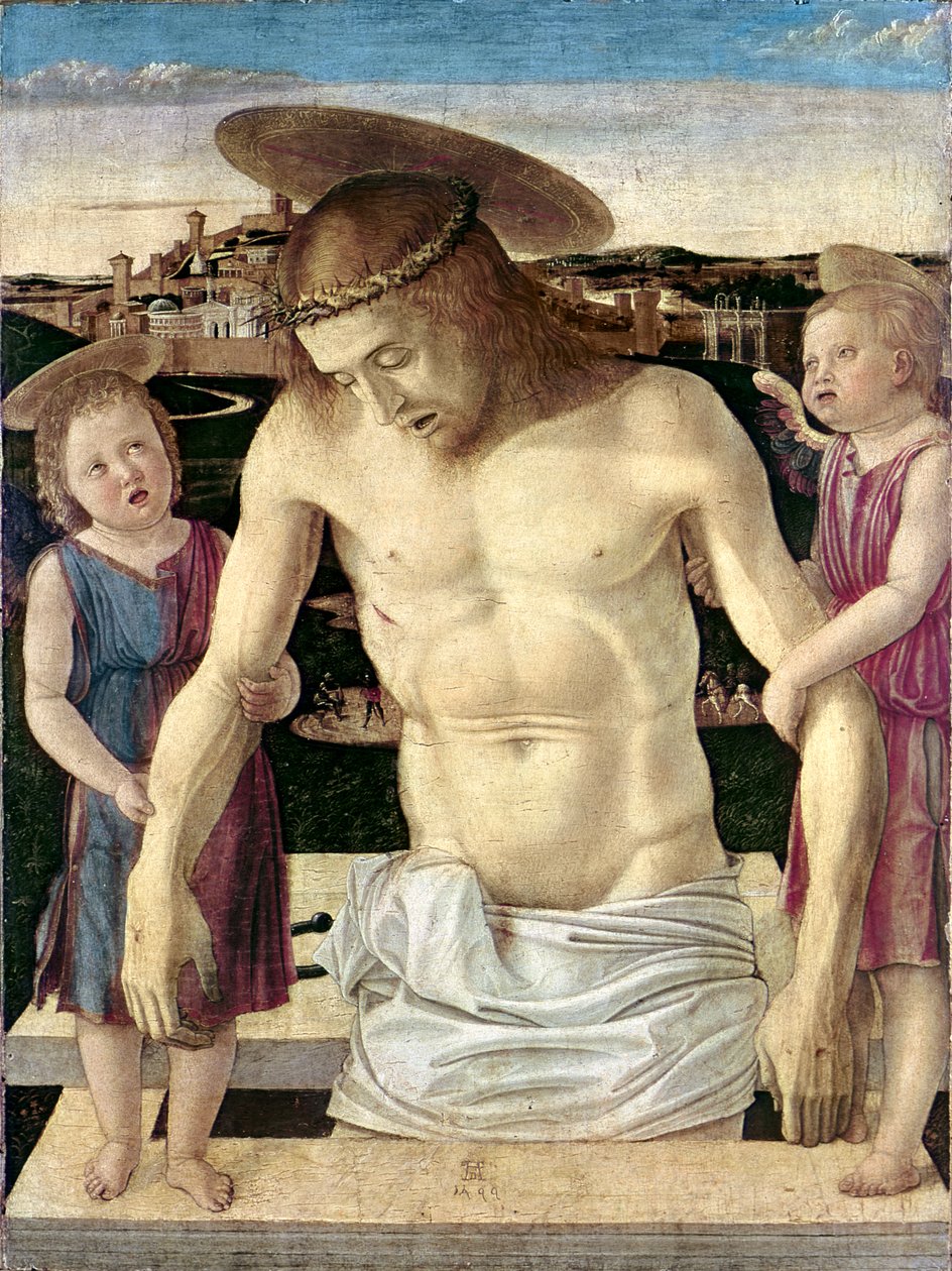 Pieta，c.1499（面板上的蛋彩画） 作者 乔凡尼·贝里尼（Giovanni Bellini）