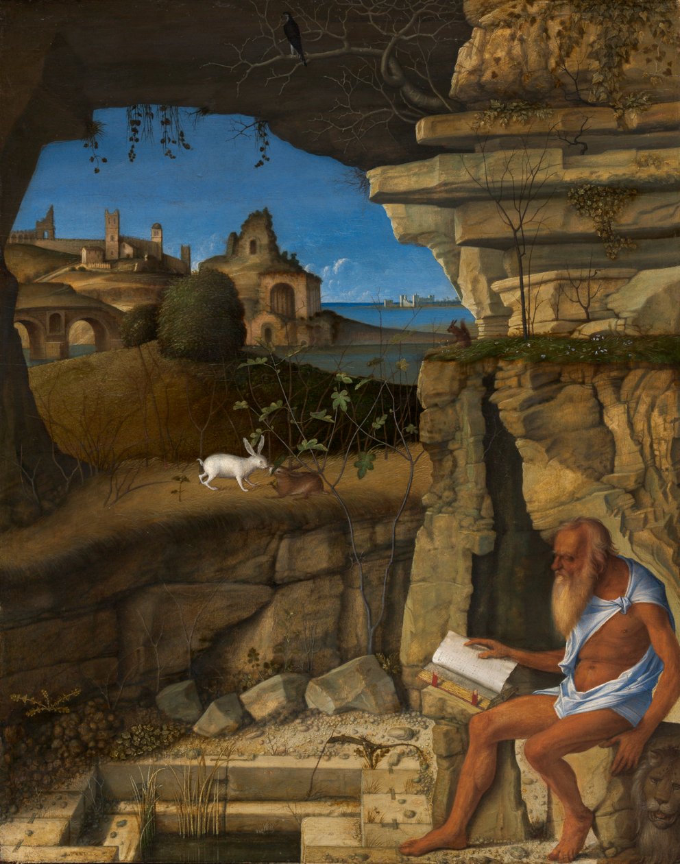 圣杰罗姆读书，1505 作者 乔凡尼·贝里尼（Giovanni Bellini）