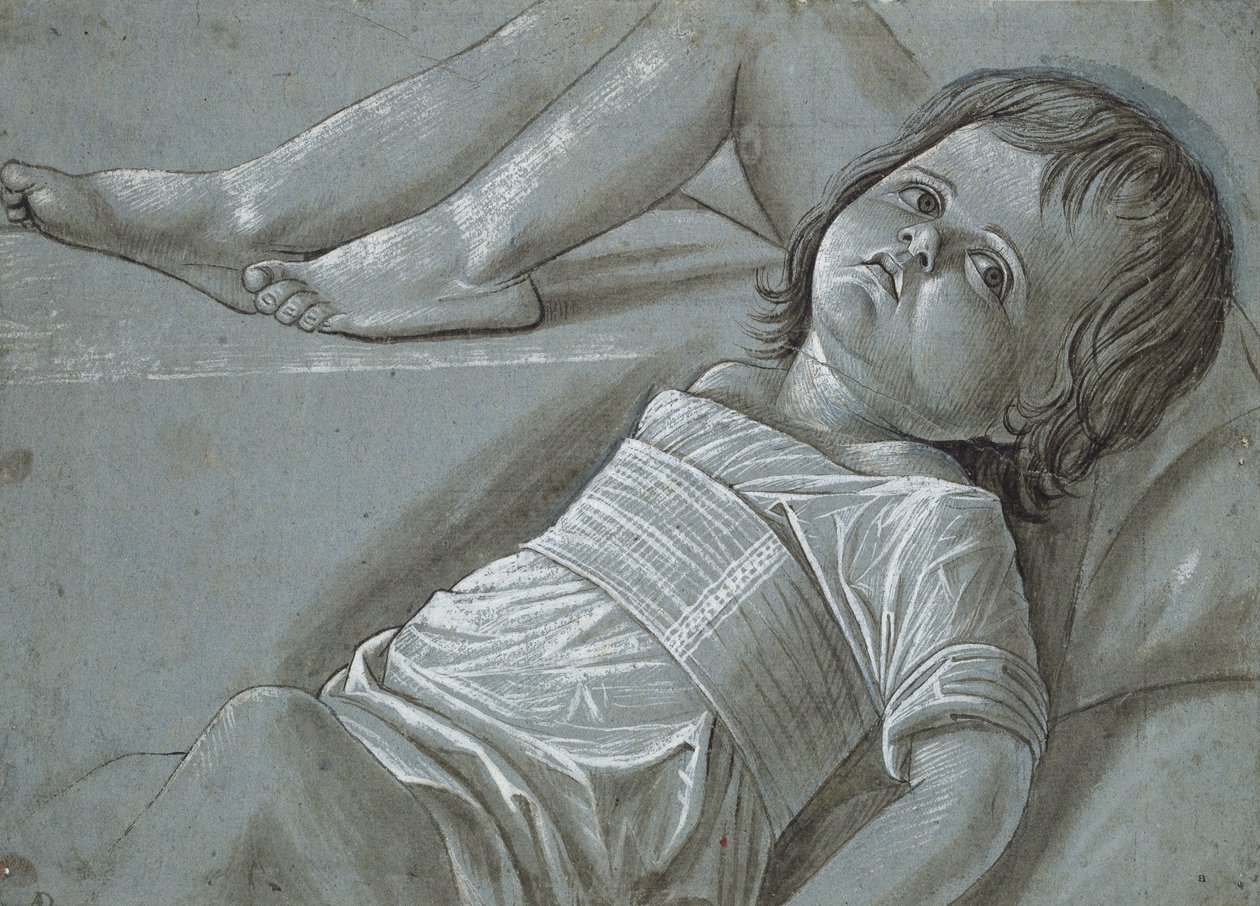 研究婴儿基督的卧位图（纸上画画） 作者 乔凡尼·贝里尼（Giovanni Bellini）