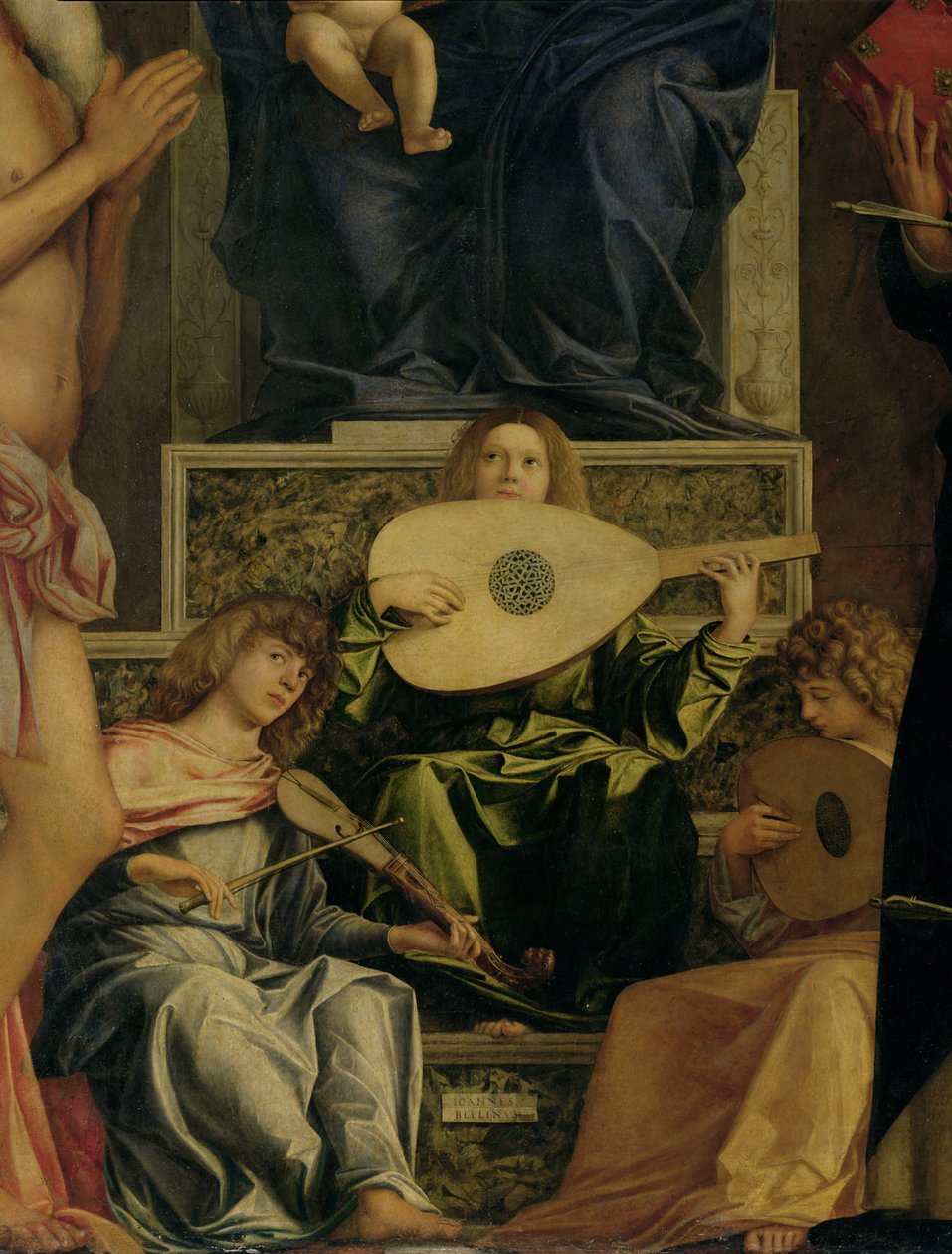 San Giobbe Altarpiece，天使演奏音乐的细节，c.1487油在55433的盘区细节 作者 乔凡尼·贝里尼（Giovanni Bellini）