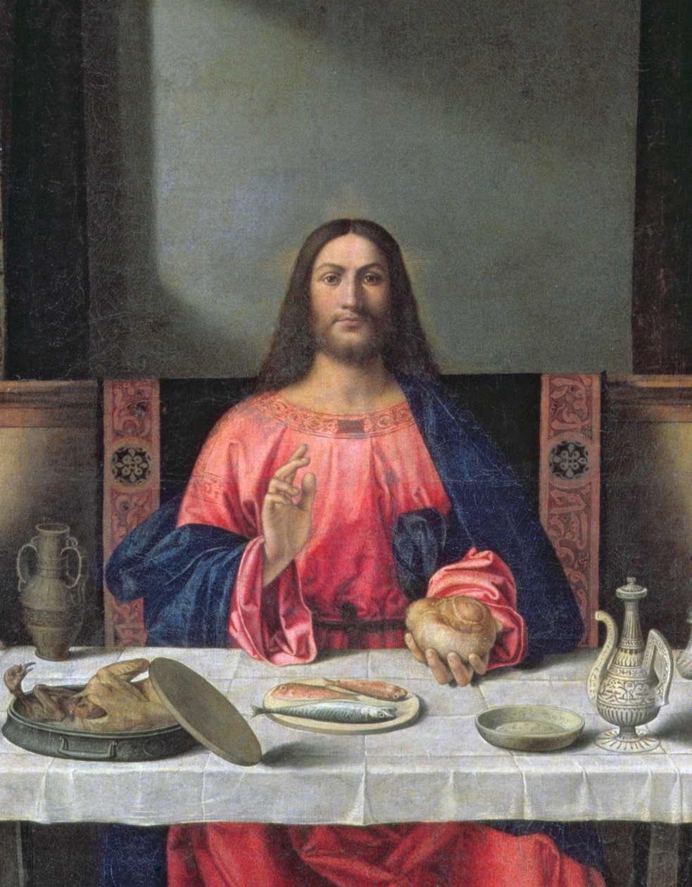 在Emmaus的晚餐油在97010的面板细节 作者 乔凡尼·贝里尼（Giovanni Bellini）