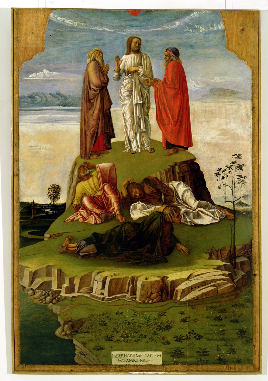 基督在塔博尔山的变形，1455-60（面板上的蛋彩画） 作者 乔凡尼·贝里尼（Giovanni Bellini）