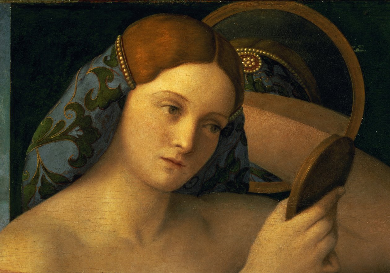 她的洗手间的少妇，面孔的细节，1515 作者 乔凡尼·贝里尼（Giovanni Bellini）