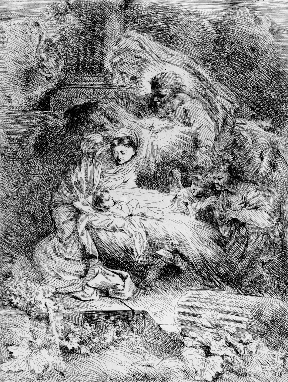 诞生，c.1645（蚀刻） 作者 乔凡尼·贝内代托·卡斯蒂廖内
