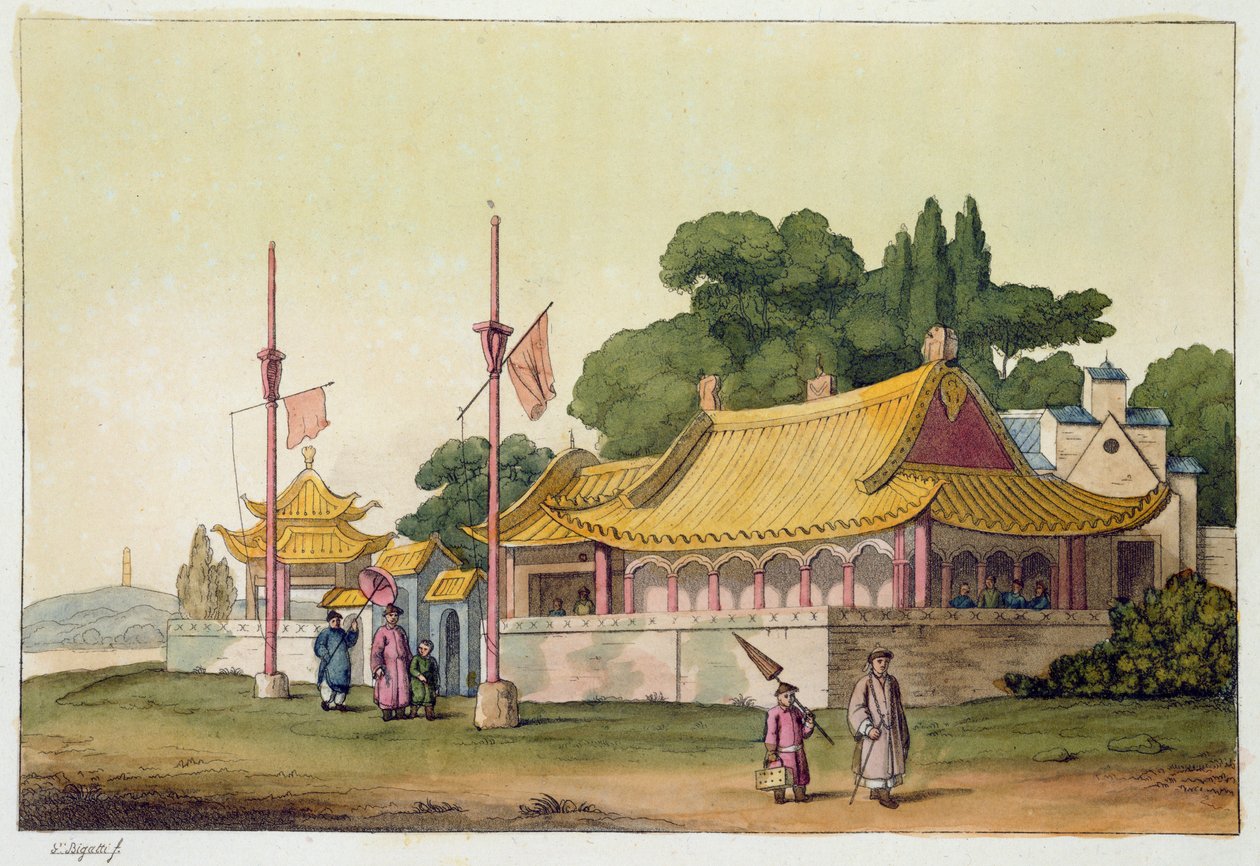 东京皇宫，Jules Ferrario的“古代和现代服装”第54页，出版于1820年代至30年代 作者 乔瓦尼·比加蒂（Giovanni Bigatti）