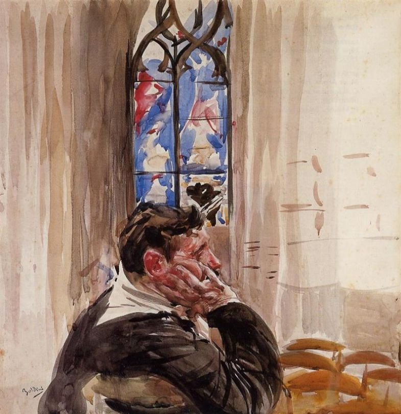 ChurchnGerman的男人肖像：男人在教堂Polski的Portat：Portet mezczyzny w koscielen 作者 乔凡尼·博尔迪尼（Giovanni Boldini）