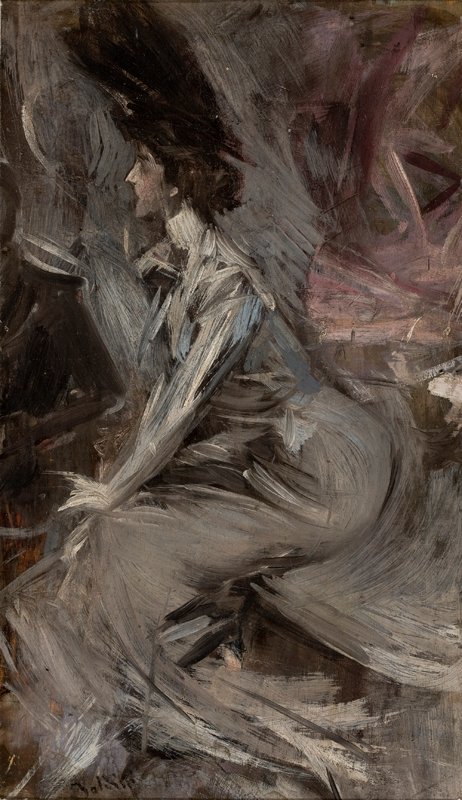 坐着的女士The TalknPortugues：Lady Sitting A Conversan 作者 乔凡尼·博尔迪尼（Giovanni Boldini）