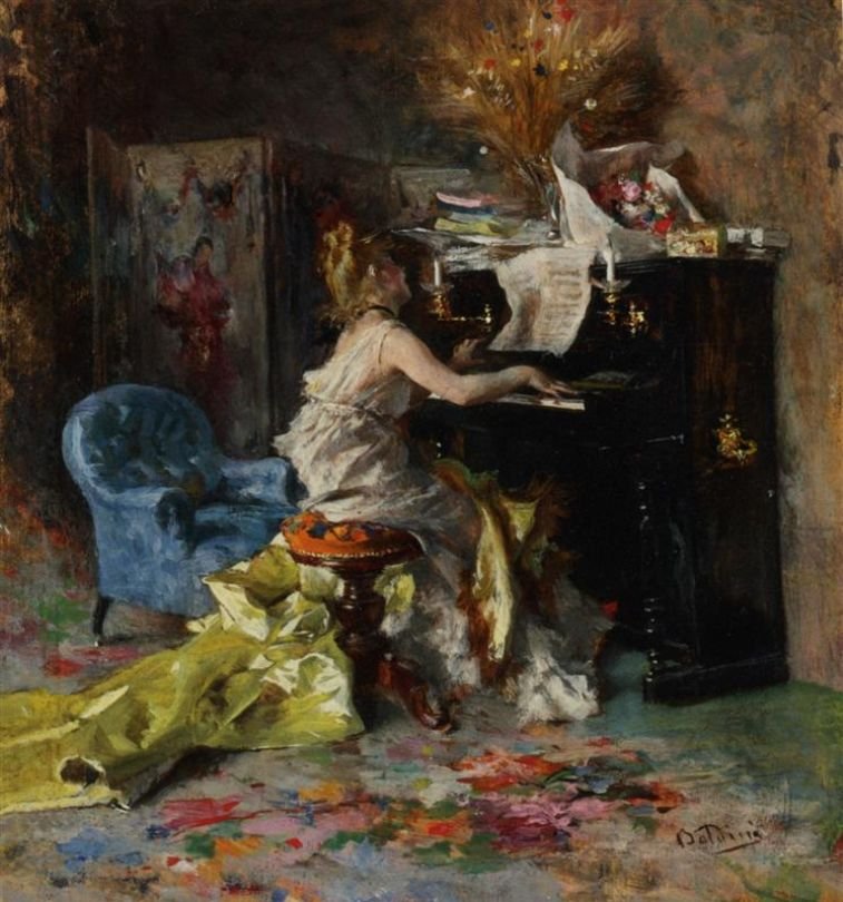 PianonDeutsch的女人：Frau am KlaviernPolski：pianinien的女人 作者 乔凡尼·博尔迪尼（Giovanni Boldini）