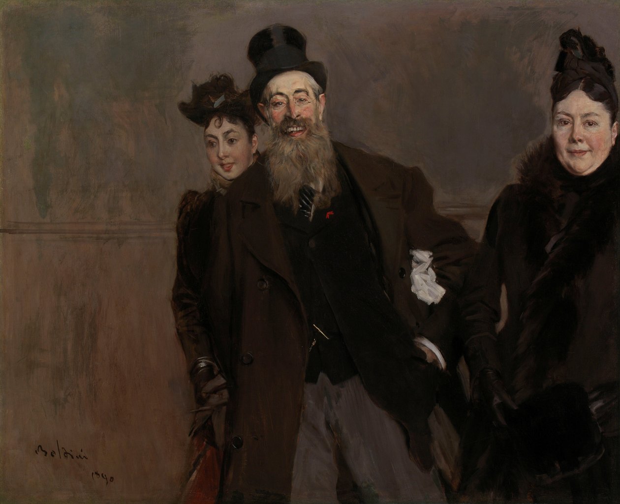 约翰刘易斯布朗与妻子和女儿 作者 乔凡尼·博尔迪尼（Giovanni Boldini）