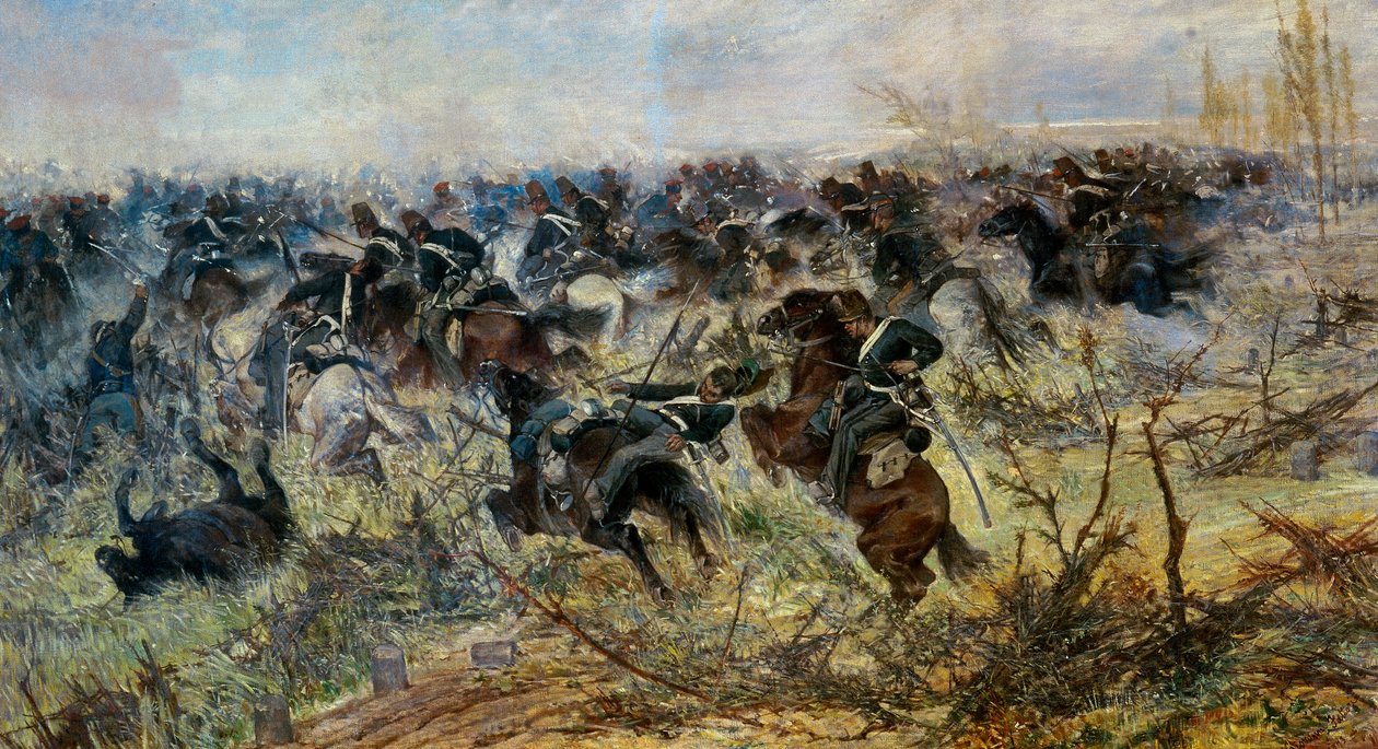 蒙特贝罗的骑兵冲锋 作者 乔凡尼·法托里（Giovanni Fattori）