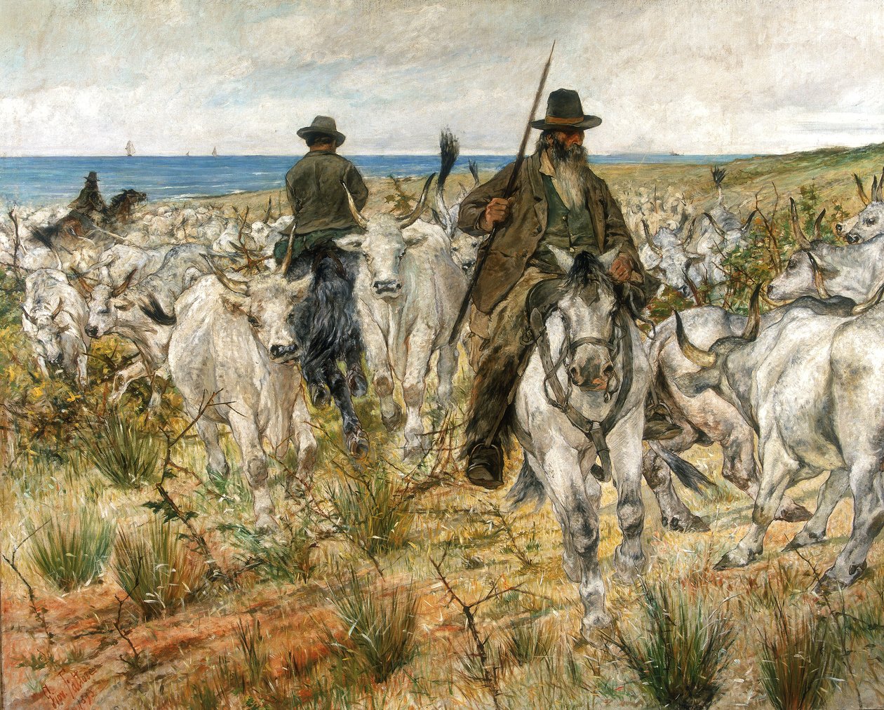 沼泽地牧群，1893年 作者 乔凡尼·法托里（Giovanni Fattori）