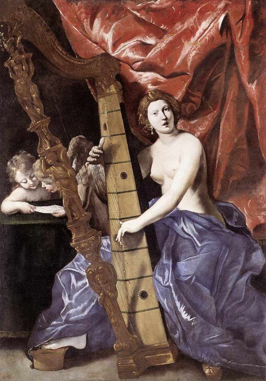 金星弹奏竖琴（La Musica） 作者 乔凡尼·兰弗兰科（Giovanni Lanfranco）