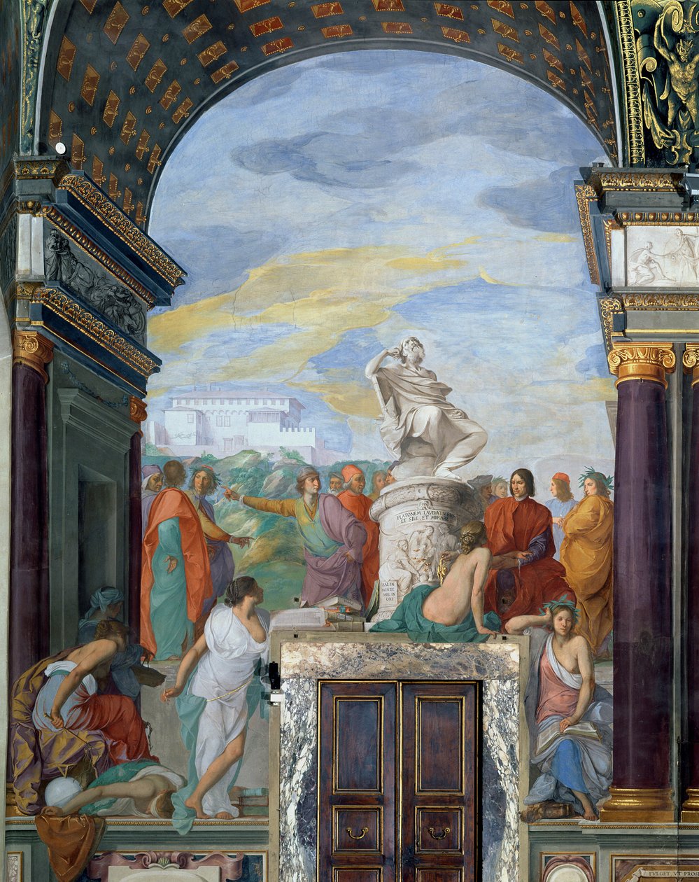 Lorenzo de&39;Medici（1449-92）被艺术家包围，由柏拉图雕像 作者 乔凡尼·曼诺齐（Giovanni Mannozzi）