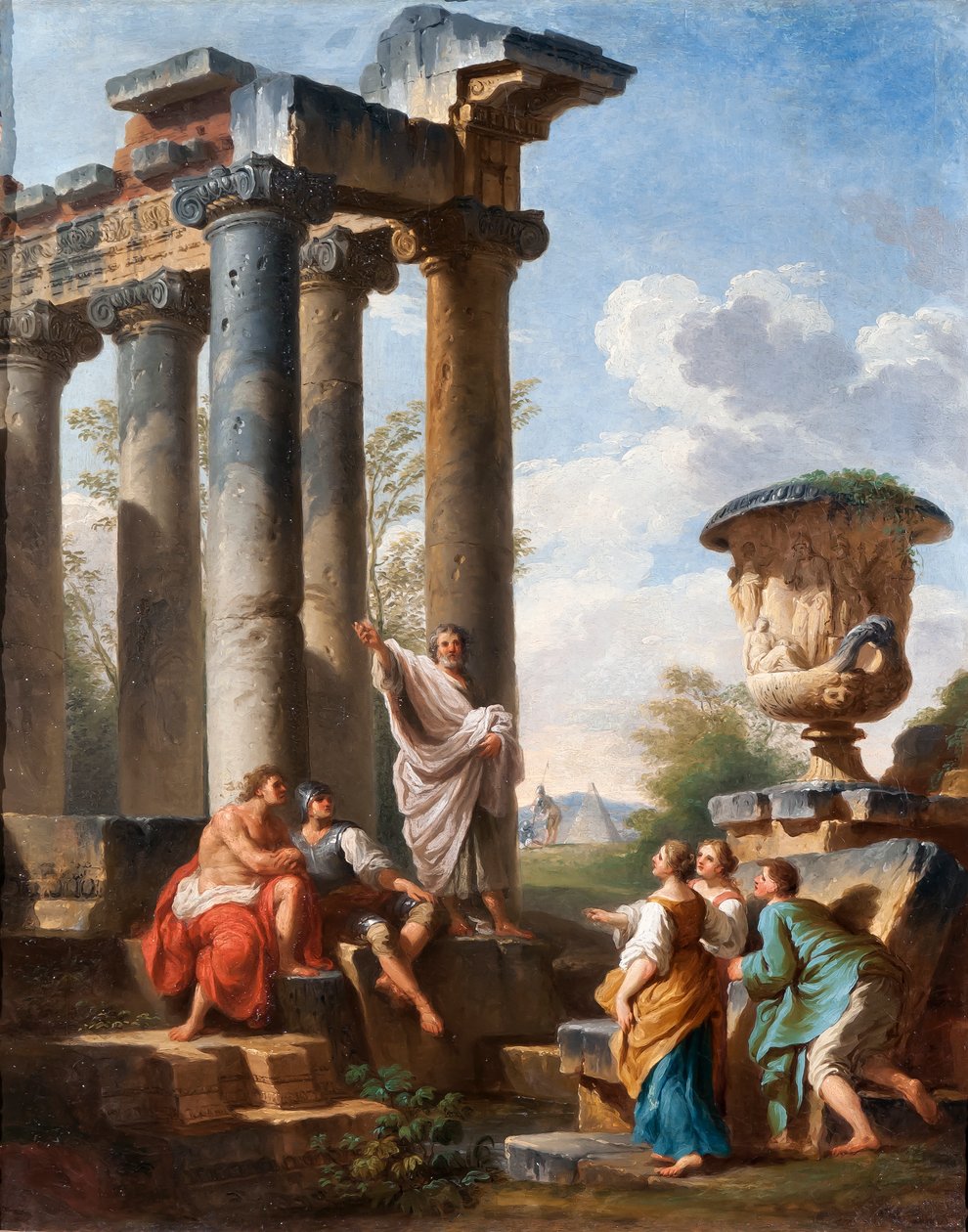 Capriccio与圣徒，Medici花瓶，废墟寺庙和Cestius金字塔的讲道，c.1745 作者 乔瓦尼·保罗·帕尼尼
