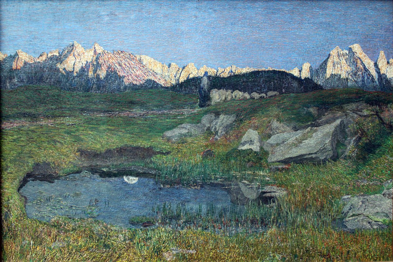 在日落时的高山景观 作者 乔凡尼·塞甘蒂尼（Giovanni Segantini）
