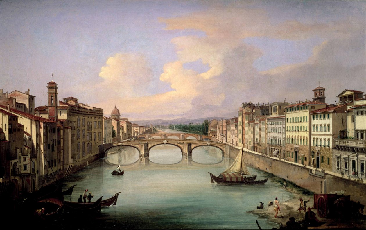 Ponte Vecchio的佛罗伦萨 作者 乔凡尼·西格里尼（Giovanni Signorini）