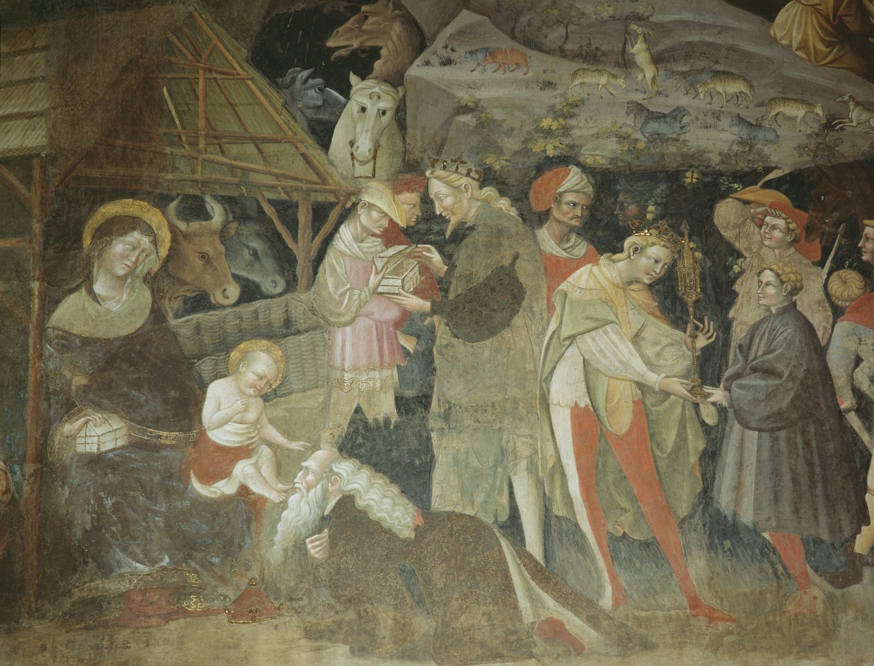 从魔法骑行之旅，博洛尼尼教堂，c.1420壁画的诞生场景 作者 乔凡尼·达·摩德纳