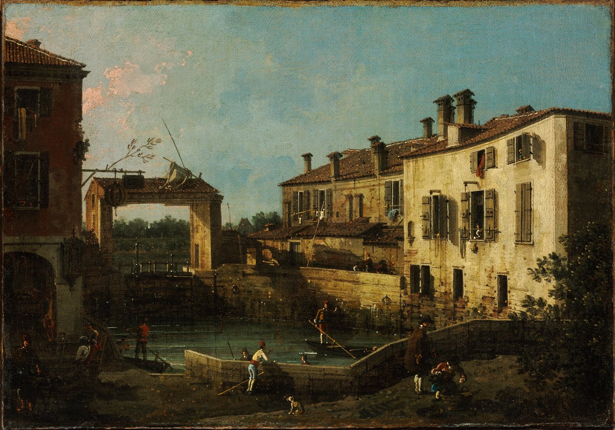 锁在Dolo附近 作者 乔瓦尼·安东尼奥运河（Canaletto）