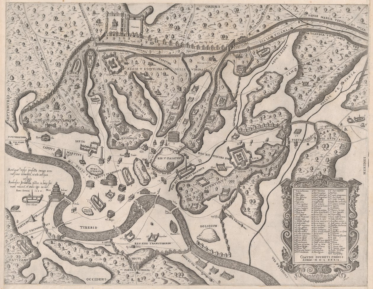 Speculum Romanae Magnificentiae：古罗马和它的山丘，从西方来的，1582年，1582年。 作者 乔瓦尼·安布罗焦·布兰比利亚