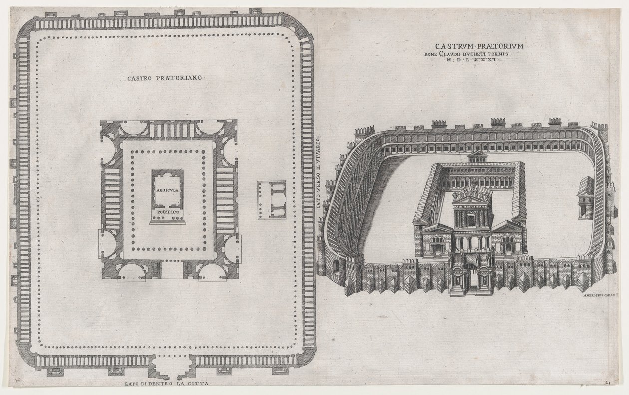 Speculum Romanae Magnificentiae：Castrum Praetorium, 1581. 作者 乔瓦尼·安布罗焦·布兰比利亚