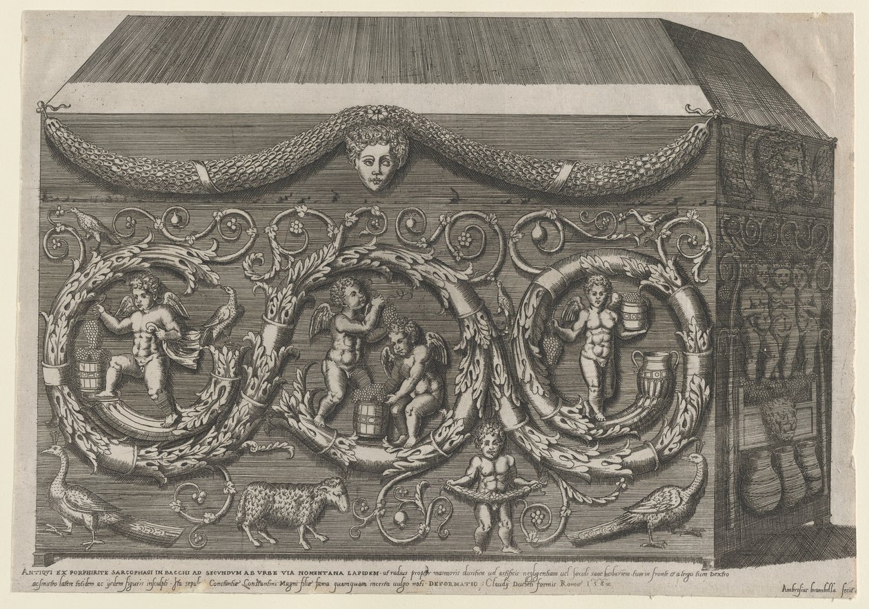 Speculum Romanae Magnificentiae：饰有阿拉伯式花纹的石棺，1582年，1582年。 作者 乔瓦尼·安布罗焦·布兰比利亚