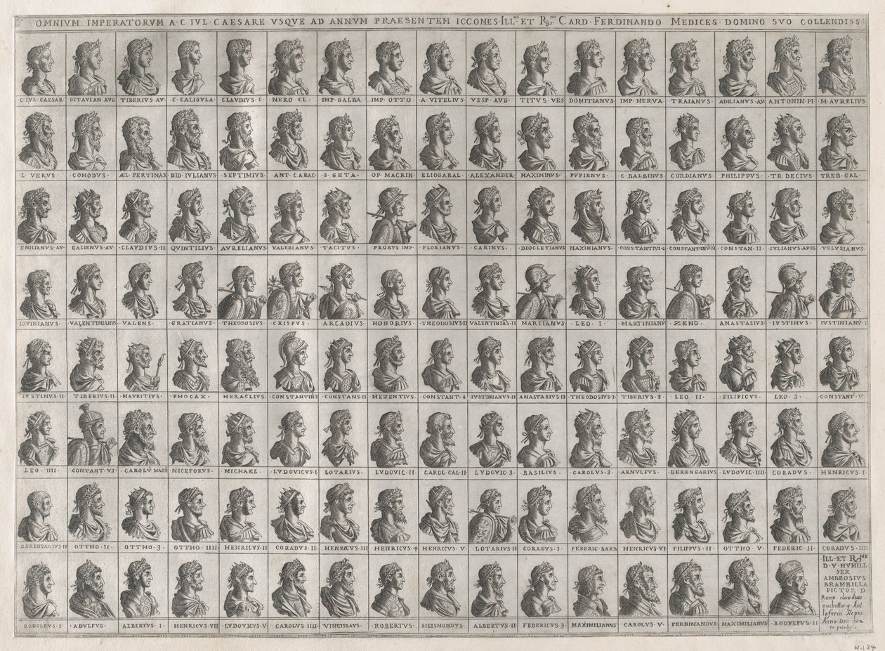Speculum Romanae Magnificentiae：从尤利乌斯-凯撒到鲁道夫二世的皇帝肖像...，1582年。 作者 乔瓦尼·安布罗焦·布兰比利亚