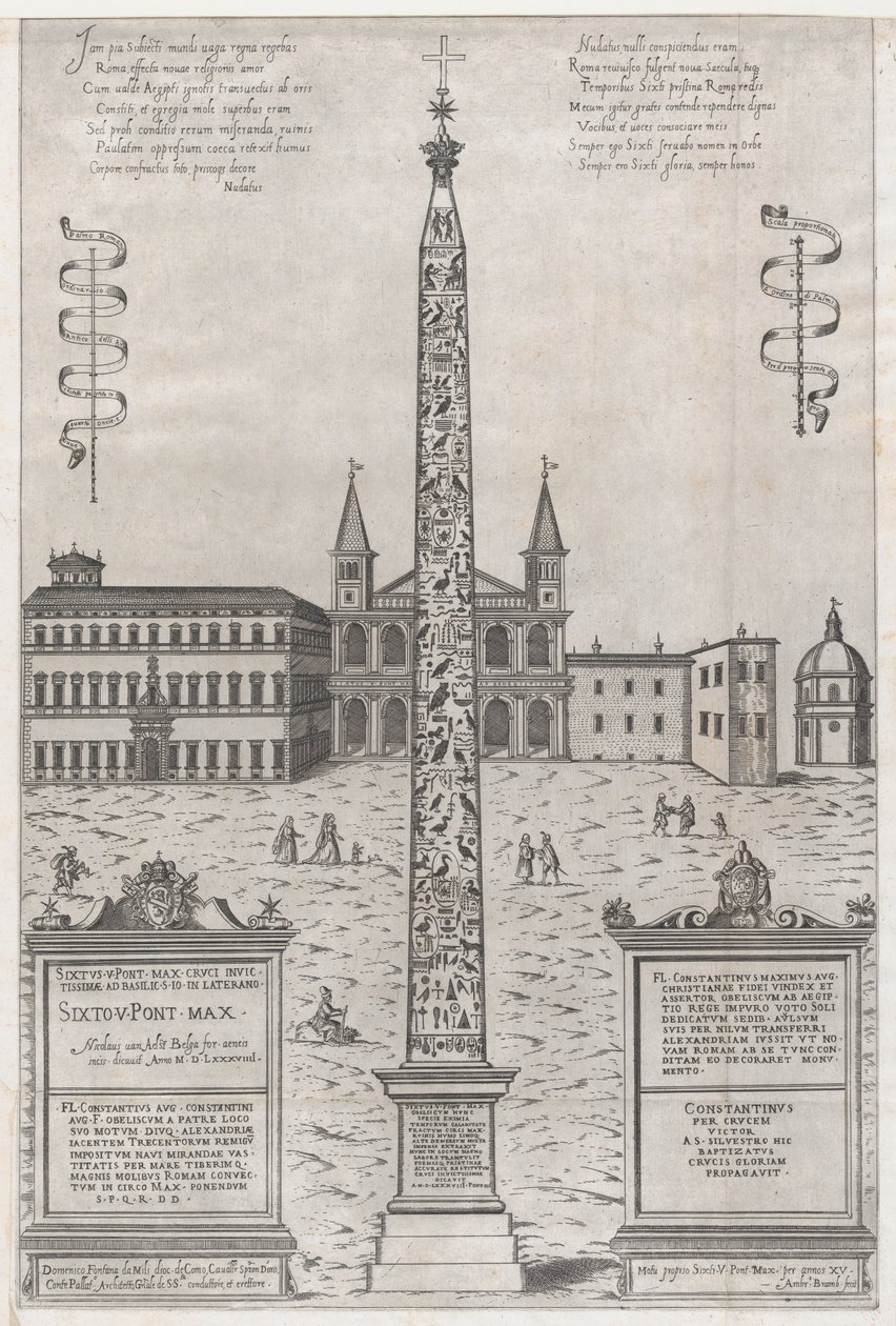 Speculum Romanae Magnificentiae：康斯坦丁的埃及方尖碑，1589年。 作者 乔瓦尼·安布罗焦·布兰比利亚