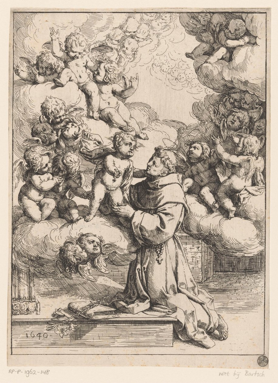 帕多瓦的圣安东尼与圣婴 作者 Giovanni Andrea Podestà（归属于）