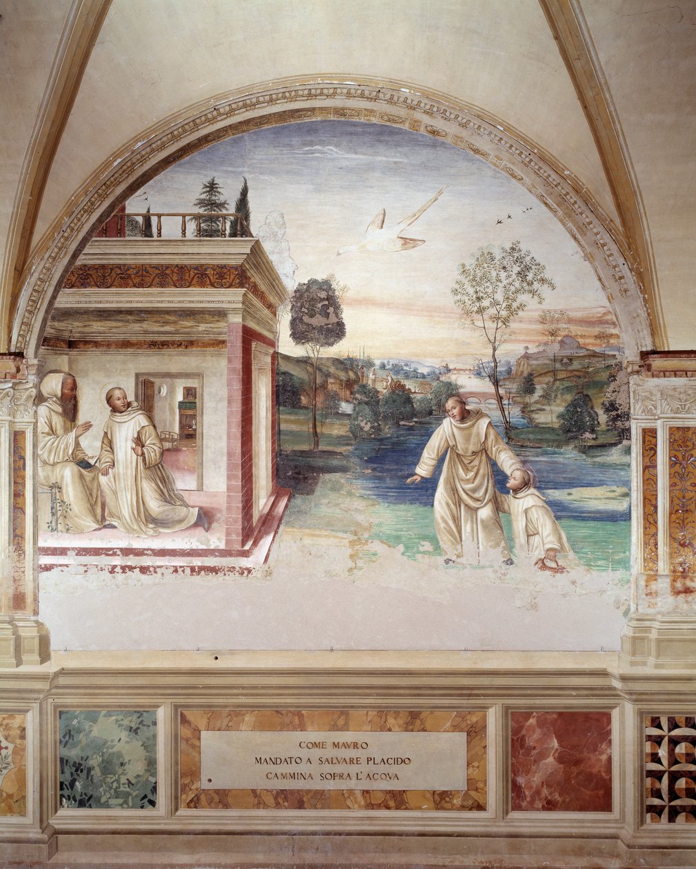 安东尼奥-巴兹（Antonio Bazzi dit il Sodoma）（1477-1549）制作的回廊壁画，讲述了努尔西的圣本笃（480-567）本笃会创始人的生活。 作者 乔凡尼·安东尼奥·巴齐·索多玛