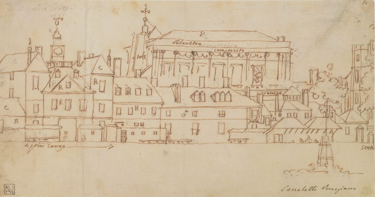 伦敦骑马卫队（纸和笔墨水） 作者 乔瓦尼·安东尼奥运河（Canaletto）