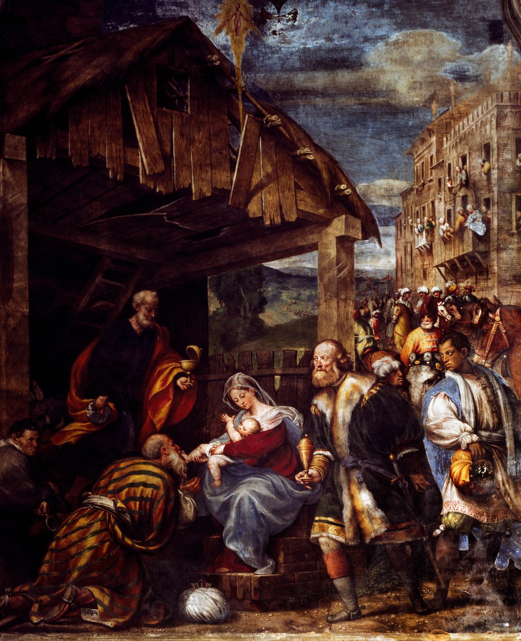 Adoration of the Magi, ca. 1530, by Pordenone (1483-1484 - 1539), fresco, Chapel of the Magi, the Church of Santa Maria di Campagna, Piacenza, Emilia-Romagna. Detail. Italy   1439550   zh       chinese Successfully Translated  Original: Loch Katrine Transl 作者 乔凡尼·安东尼奥·波代诺内