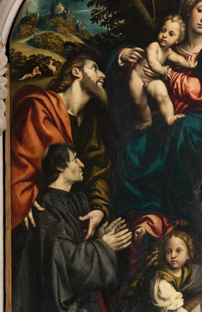 Altar of Saint Catherine, Madonna and Child between Saints Philip and James and the donor Giacomo Schizzi, Il Pordenone 1522, Detail 作者 乔凡尼·安东尼奥·波代诺内