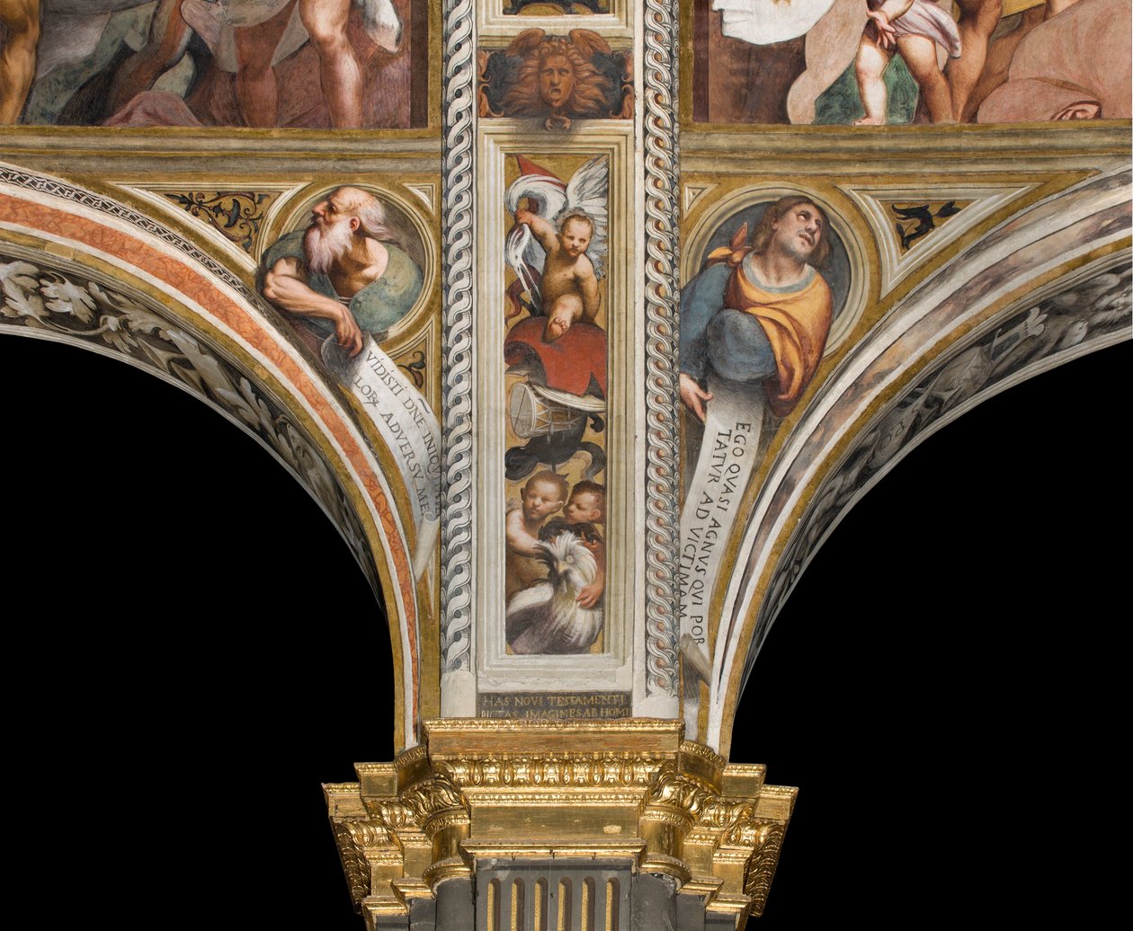 中央大殿，第二和第三跨度南，IL Pordenone 1520，有先知的半身像 作者 乔凡尼·安东尼奥·波代诺内