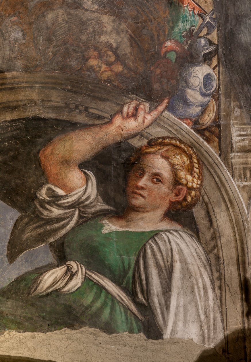代表女巫的半月形，c.1529 壁画）（3601435 的细节） 作者 乔凡尼·安东尼奥·波代诺内