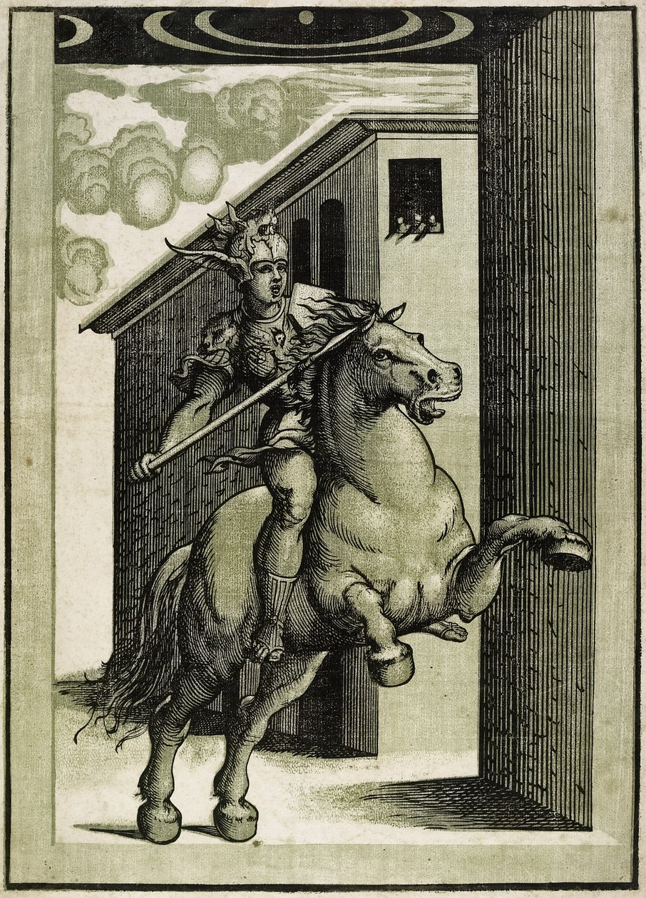 Marcus Curtius，c.1540（明暗对照木刻3块） 作者 乔凡尼·安东尼奥·波代诺内